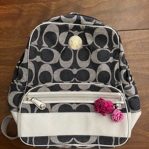 Coach Denim & Silver Signature Poppy Backpack